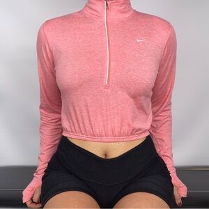 NIKE Dri Fit Quarter ZIP Long Sleeve Cinch Crop Pullover
